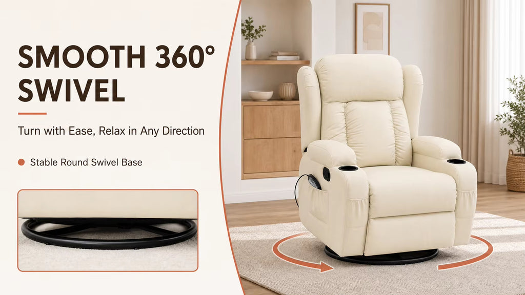 PU Leather Recliner Chair, Overstuffed Wide Single Recliner Home Theater Seat Sofa for Living Room