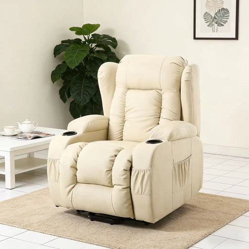 PU Leather Recliner Chair, Overstuffed Wide Single Recliner Home Theater Seat Sofa for Living Room