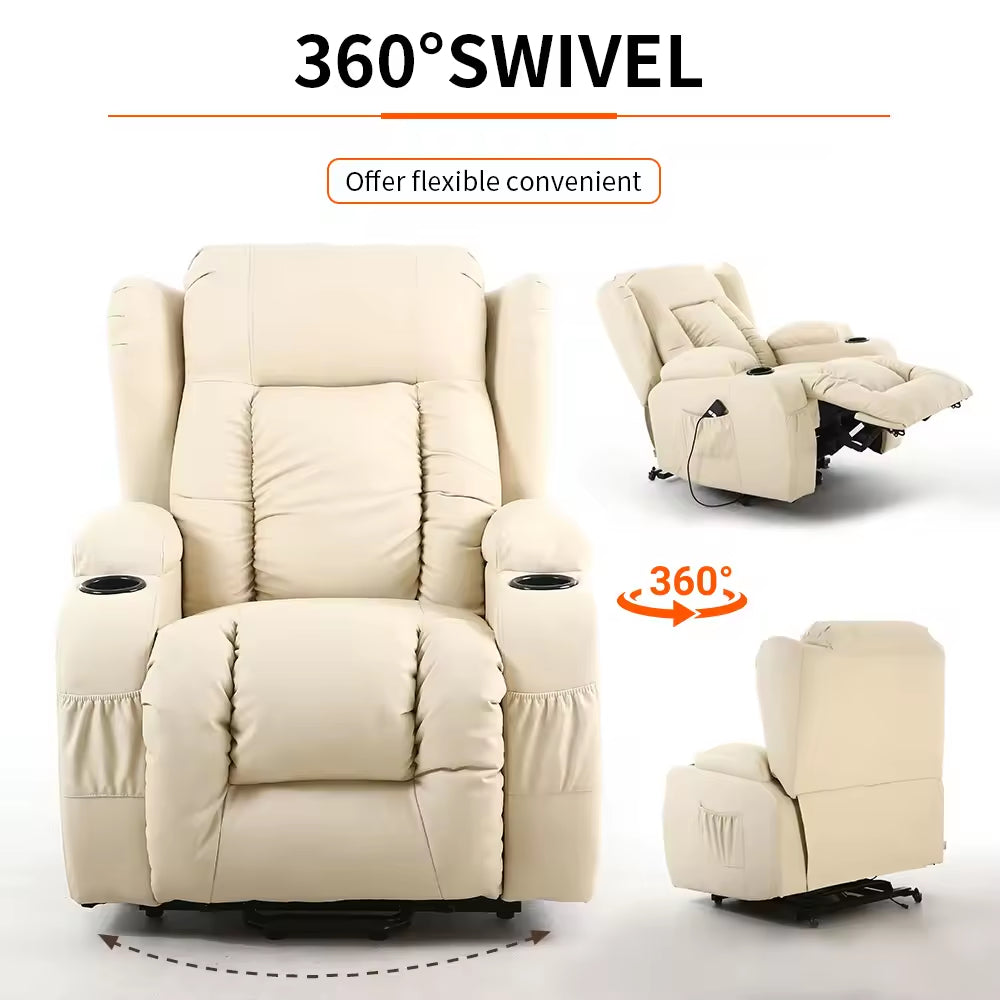 PU Leather Recliner Chair, Overstuffed Wide Single Recliner Home Theater Seat Sofa for Living Room
